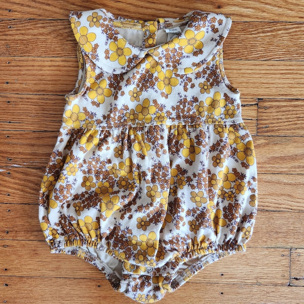 EUC kate quinn sleeveless peter pan floral bubble romper 12-18m